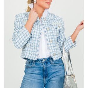 Mystree Blue and White Textured Blazer